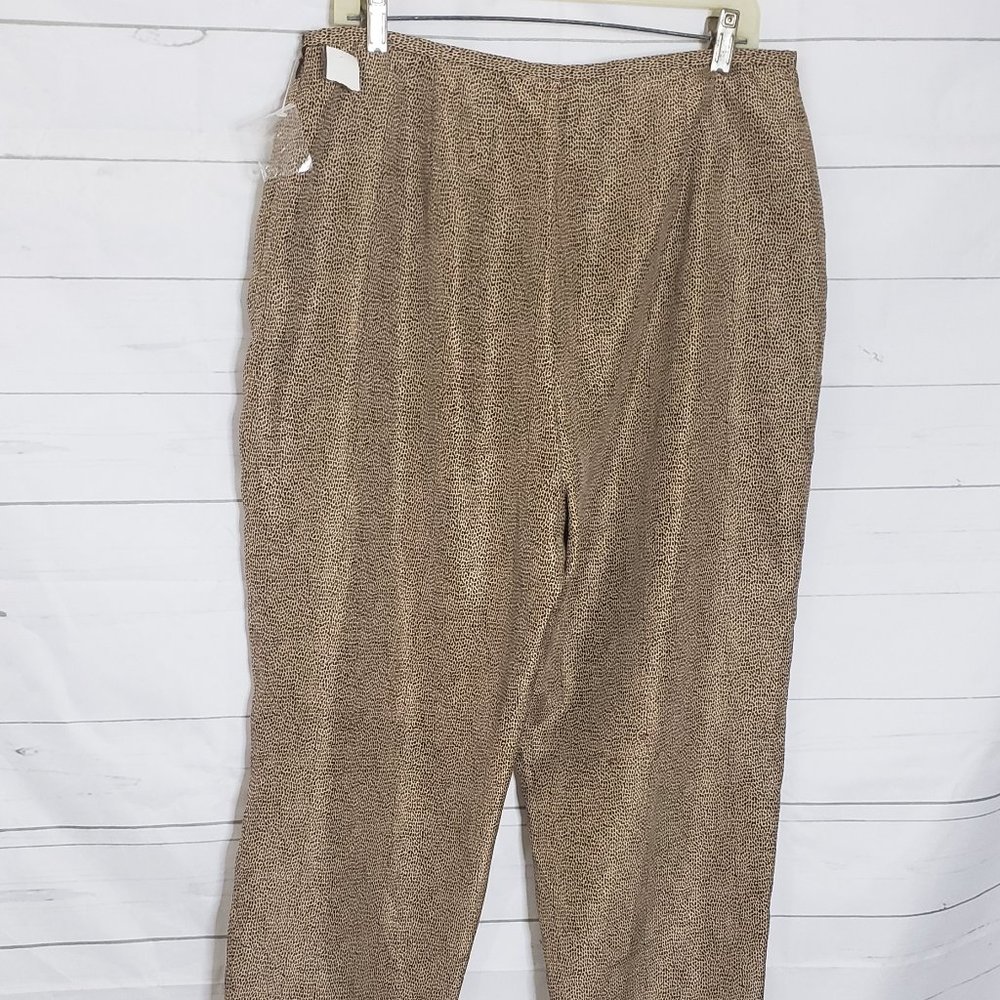 Robbie Bee Tan Black Silk Lined Pants Slacks sz 16